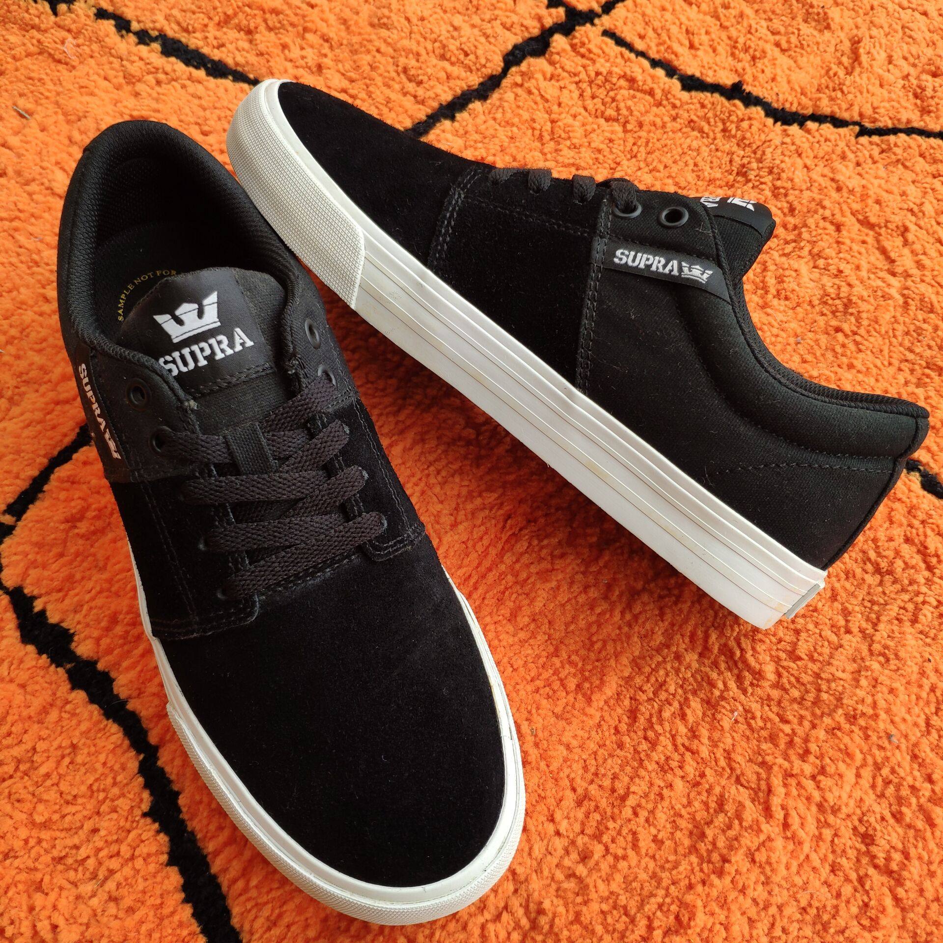 牡牧 supra stacks 黑色翻毛 帆布低帮夏季男滑板鞋 bmx美潮休闲