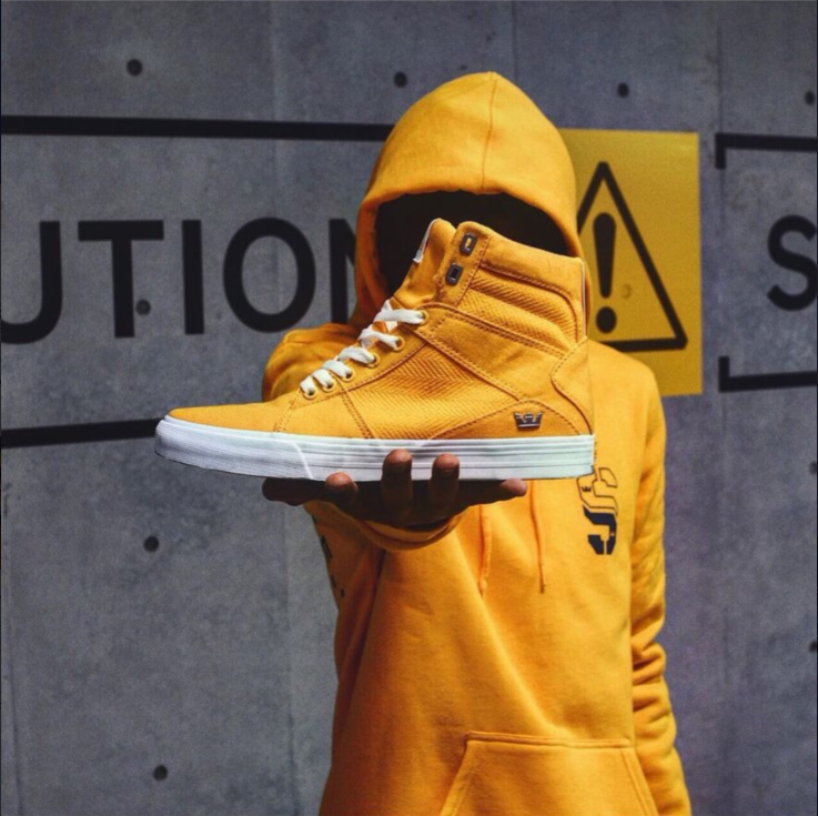 牡牧 SUPRA ALUMINUM 荧光黄帆布高帮美潮男鞋街舞爆骚大码男板鞋