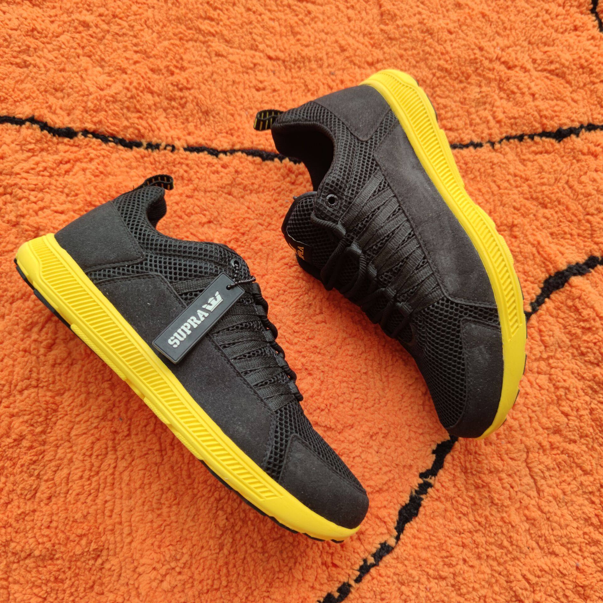 牡牧 supra owen黑黄配色网面透气低帮运动男夏季鞋超轻百搭帅气