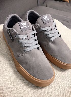 【FMF 牡牧】Supra Stacks 灰色翻毛+帆布 生胶低帮男鞋 板鞋
