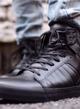 牡牧 Supra Skytop HF 全黑武士红底 全牛皮材质 秋冬中高帮男鞋