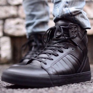 牡牧 Supra Skytop HF 全黑武士红底 全牛皮材质 秋冬中高帮男鞋