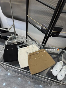 网红a字修身 短裙女高腰韩版 显瘦半身裙防走光口袋潮 新款 毛呢冬季