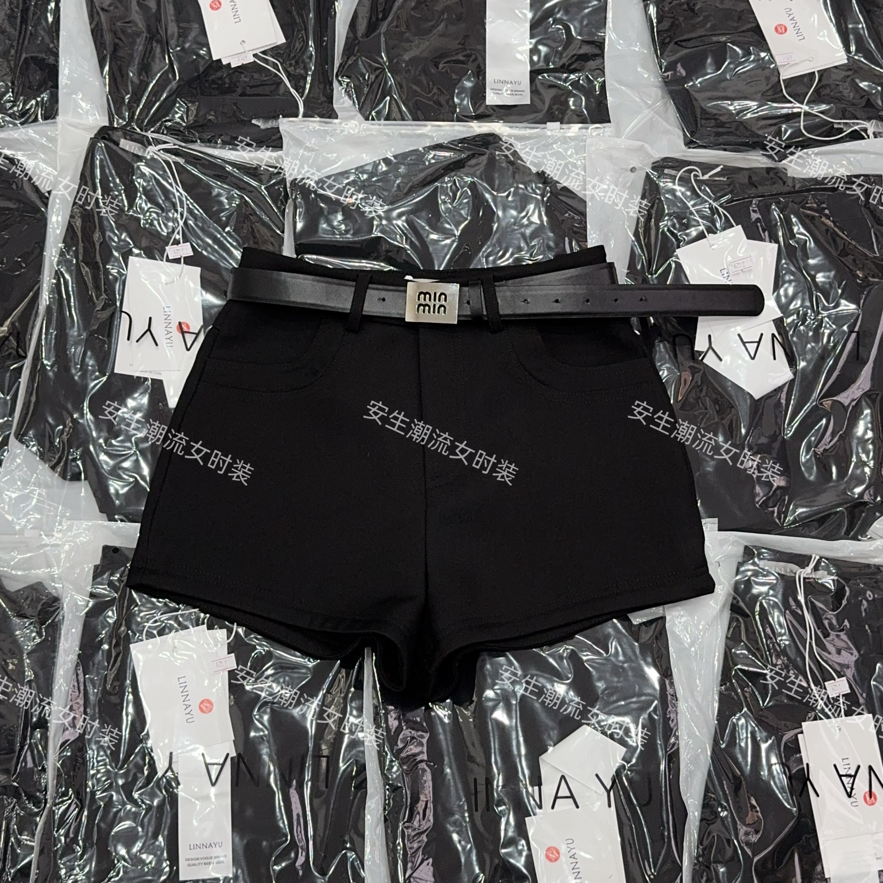 厚的冬季新款短裤女高腰修身韩版网红a字阔腿口袋气质西装linna潮