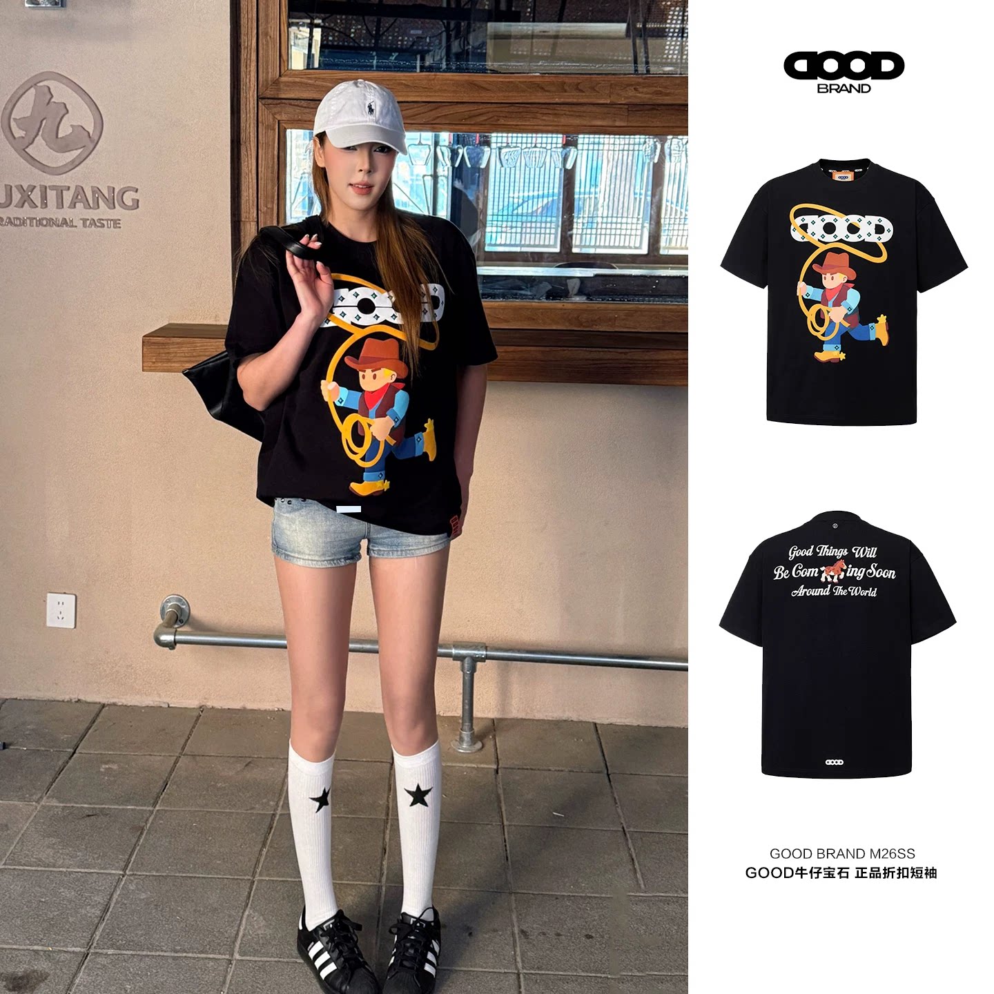 夏季新款韩范美式休闲感字母印花圆领短袖T恤女个性上衣潮牌宽松