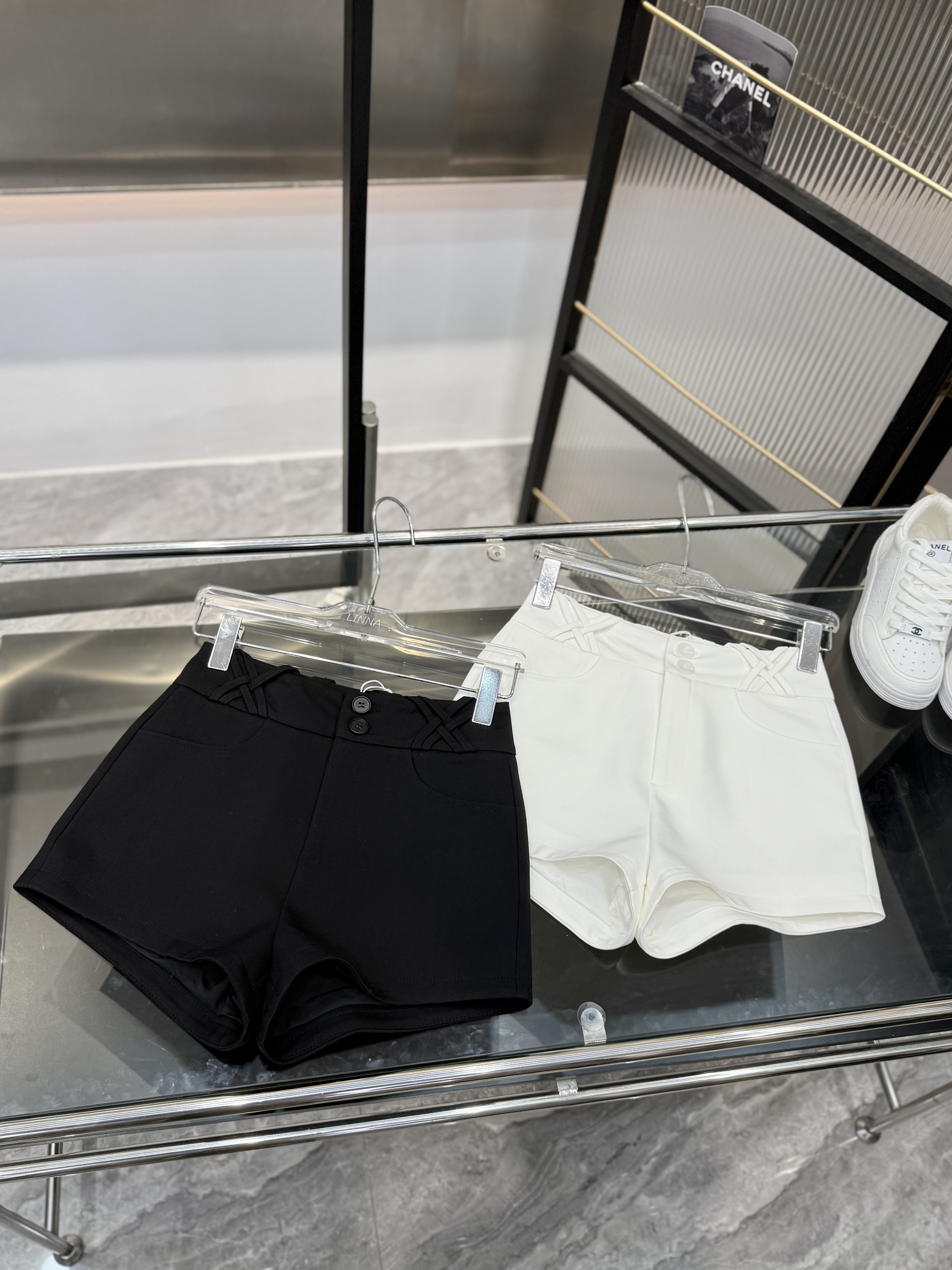 Linnayu夏季新款短裤女高腰纯色设计感韩版气质辣妹a字阔腿西装裤