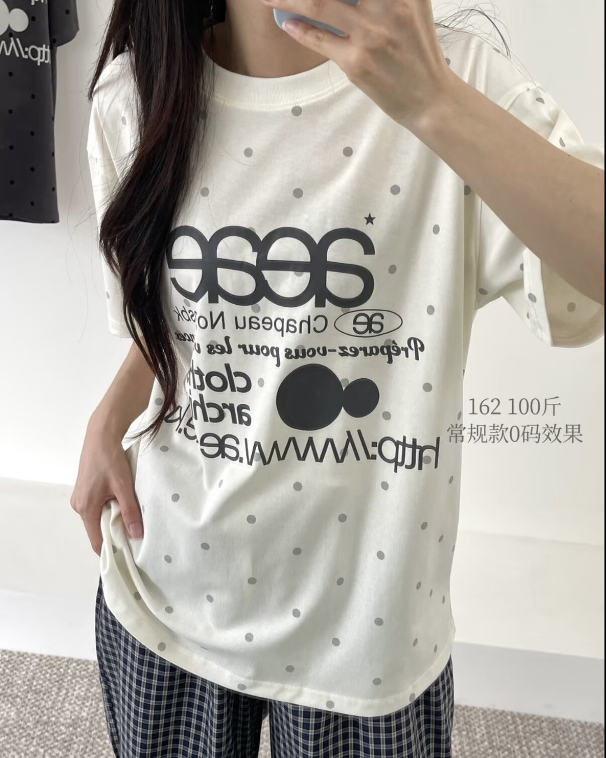 夏季新款韩版小众潮牌波点字母印花圆领宽松短袖t恤个性休闲百搭
