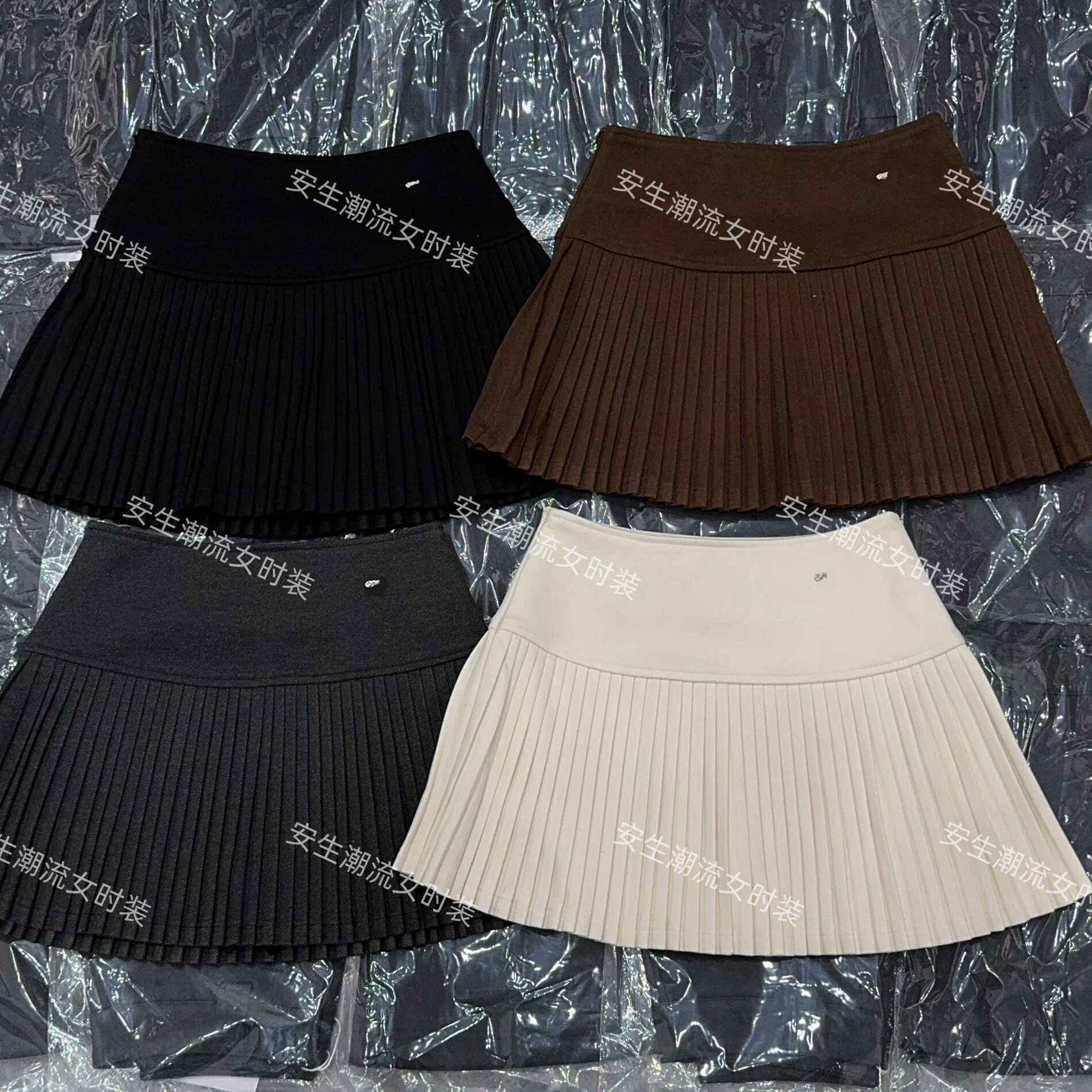 毛呢冬季新款短裙女高腰修身韩版网红a字半身裙气质防走光百褶裙