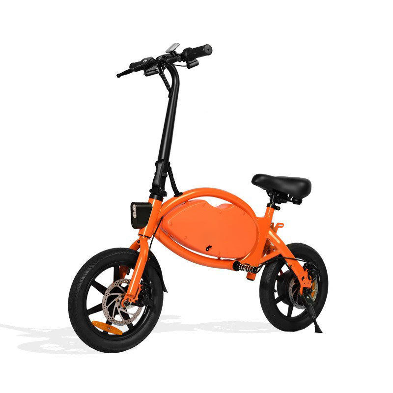 36V350W电动自行车14寸锂电碳钢电助力双碟刹双弹簧公路胎自行车