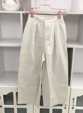 夏季高腰白色直筒裤阔腿裤休闲裤