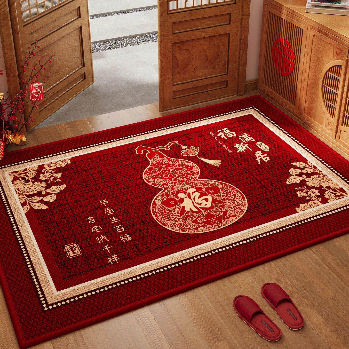 新疆包邮喜庆红地垫入户门垫进门口防滑地毯红色乔迁新居喜庆家用