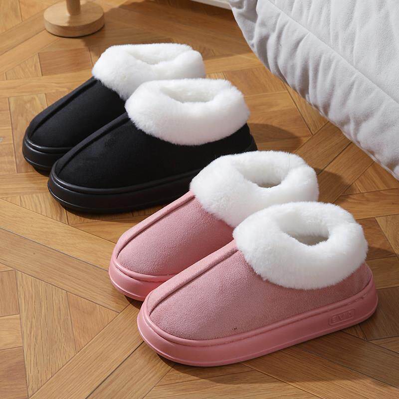 新疆包邮棉拖鞋女冬季包跟加绒加厚底居家用保暖外穿防滑毛绒情侣