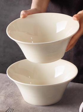 新疆包邮墨色高级感陶瓷白色汤碗家用2025新款8英寸面碗大号拉面