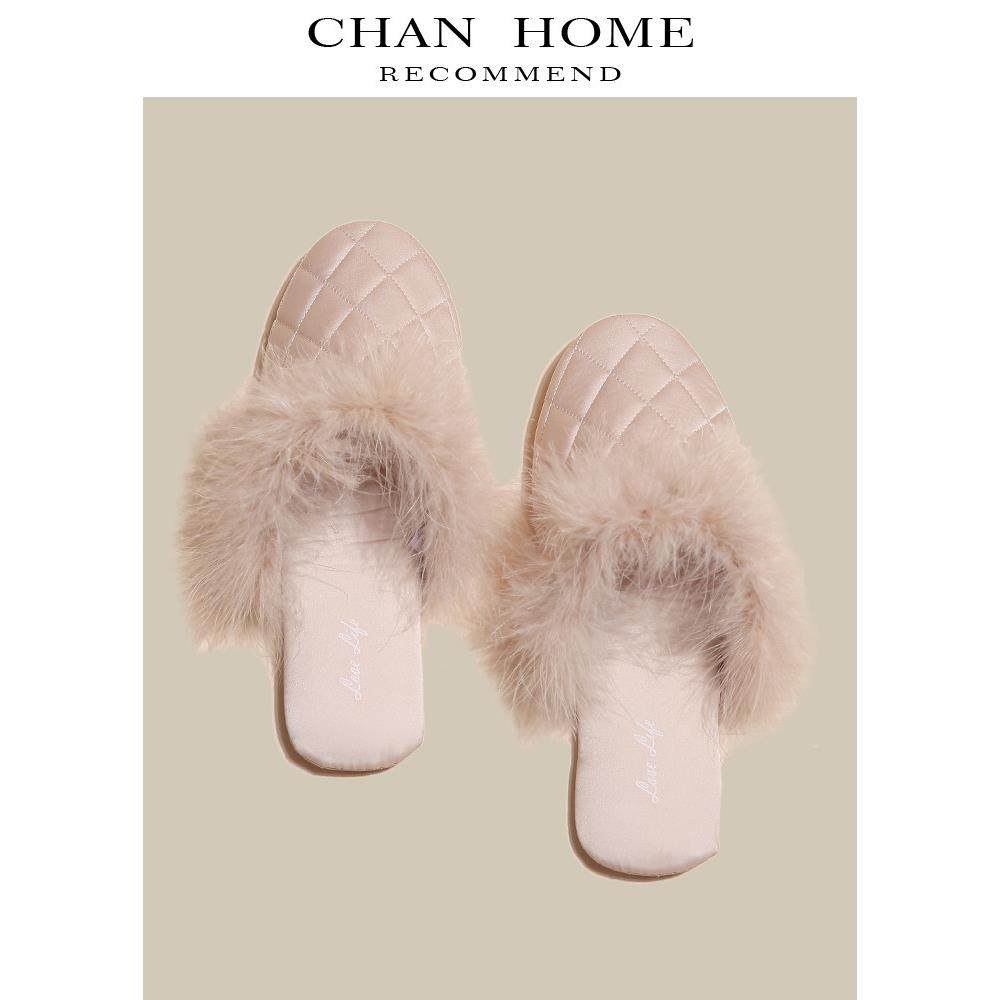 新疆包邮春季法式小香风包头拖鞋女轻奢羽毛室内家居静音软底无声,居家布艺,居家棉拖/棉鞋,淘宝优惠券,粉丝福利购,淘宝优惠卷