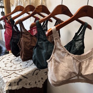 外贸法式大码200斤胖大胸显小蕾丝文胸无钢圈超薄胸罩75-110BCDE