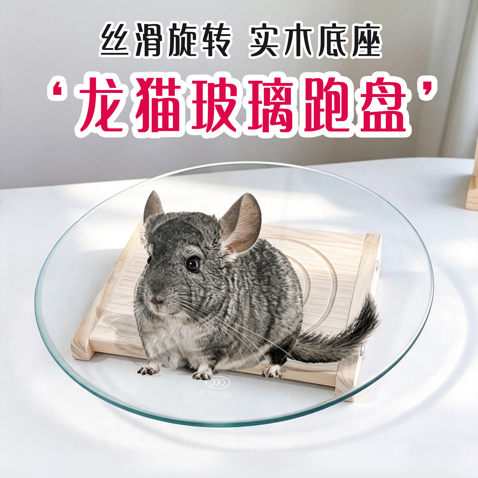龙猫松鼠蜜袋鼯钢化玻璃跑盘玩具