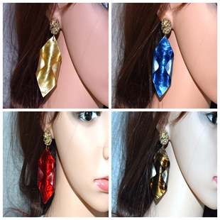 精致小资菱形百搭全新时尚波西米亚夸张彩色个性质感霸气耳环耳坠