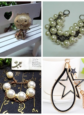 白色银色包包挂件配件挂饰包挂撞色蓝色黄色刺绣鱼挂件钥匙链挂件