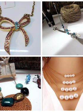 波西米亚风水钻手工编织毛衣链