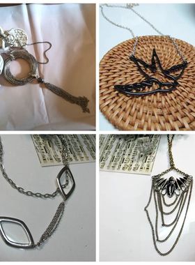 水钻玫红色甜美风超仙项链现货