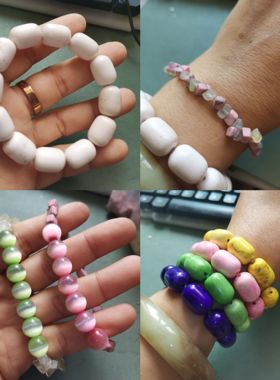 新品气质简约彩色松石纯手工10*12mm手串手链桶珠手串手链
