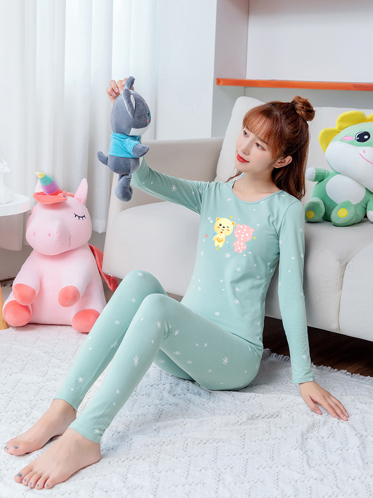AUTUMN CLOTHES AND AUTUMN PANTS WOMENS COTTON SUITS TEEN JUNIOR HIGH SCHOOL STUDENTS STUDENTS CUTE JAPANESE GIRLS THERMAL UNDERWEAR COTTON SWEATERS