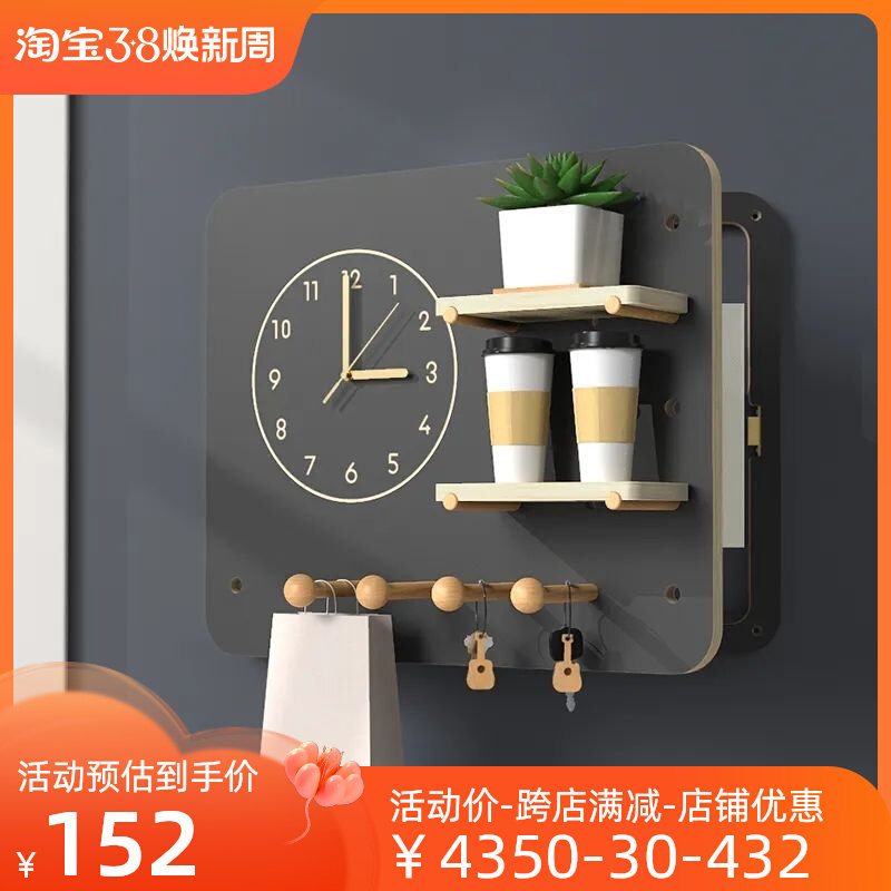 电表箱遮挡装饰画带钟表钩洞板挂洞匙欧风配电箱挂钥北翻盖挂衣钩