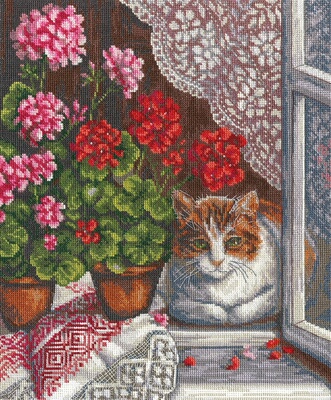 Panna J-1327 窗台的猫 十字绣saga格式XSD重绘电子图纸源文件