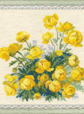 Riolis1515 黄色洋牡丹 十字绣 saga格式XSD重绘电子图纸源文件
