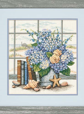 Dim35166 绣球花和贝壳 十字绣 saga格式XSD重绘源文件电子图纸