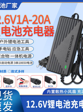 12.6V2A5A6A8A10A15A20A锂电池充电机三串聚合物锂电池组12V通用A