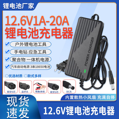 12.6V2A5A6A8A10A15A20A锂电池充电机三串聚合物锂电池组12V通用A