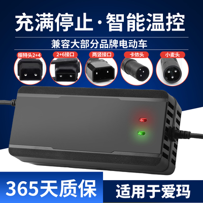 适用于爱玛电动车锂电池充电器48V2A3A卡农头小麦头两竖头大电流