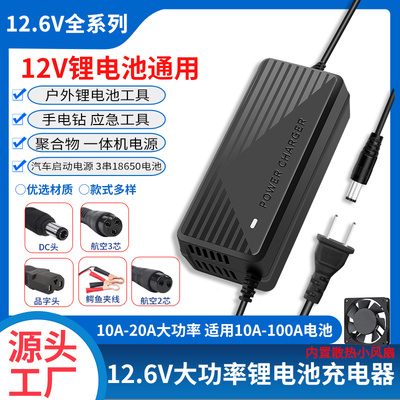 12.6V大功率锂电瓶充电器8A10A15A20A锂充电机三串聚合物锂电池组