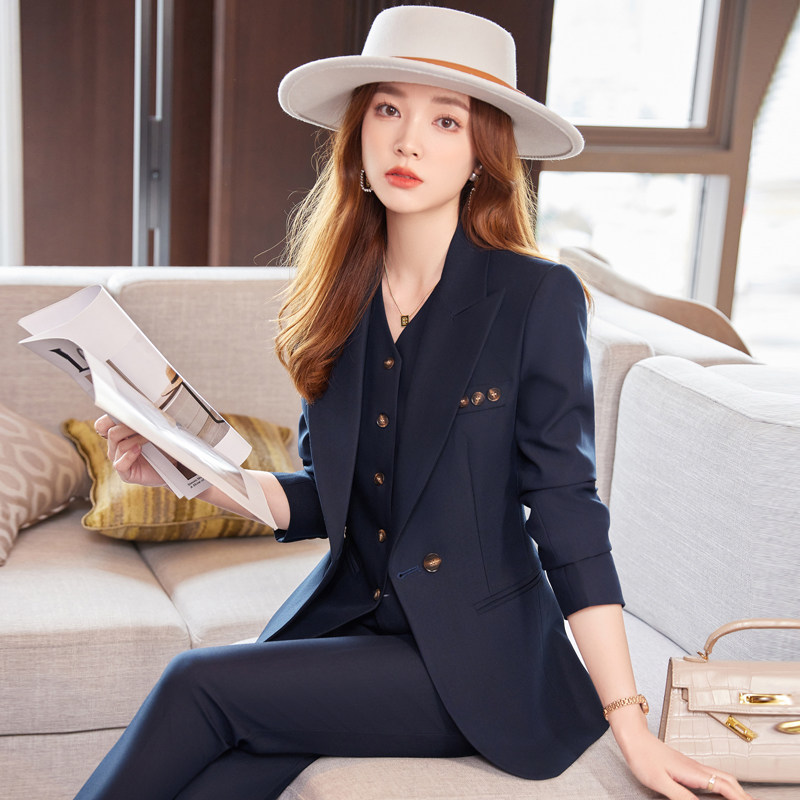 西装外套女春秋气质工作服职场正装经理职业套装西服马甲三件套冬