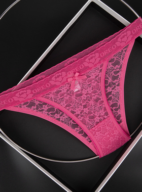 女士软糯蕾丝性感透视纯棉裆部蝴蝶结装饰三角裤薄款低腰内裤