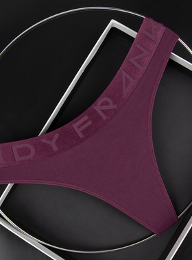 女士字母宽边腰带性感丁字裤纯棉低腰舒适T字裤纯色女内裤