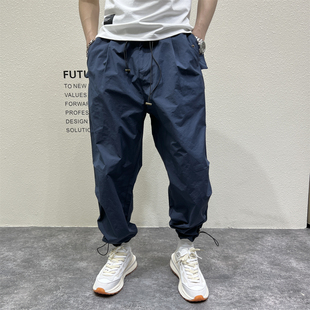子 宽松阔腿抽带立体剪裁哈伦长裤 日系户外机能露营风休闲裤 男秋季