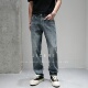 JIDERE四面弹力合体小直筒牛仔裤 男微宽复古水洗蓝简约有型长裤 子