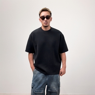 立裁百搭打底潮T半袖 JIDERE羊毛棉高品质感短袖 T恤男秋冬宽松阔版