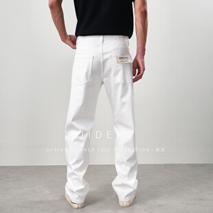 四面弹力合体中直筒牛仔裤男2026春夏原色纯白老钱风显瘦有型长裤