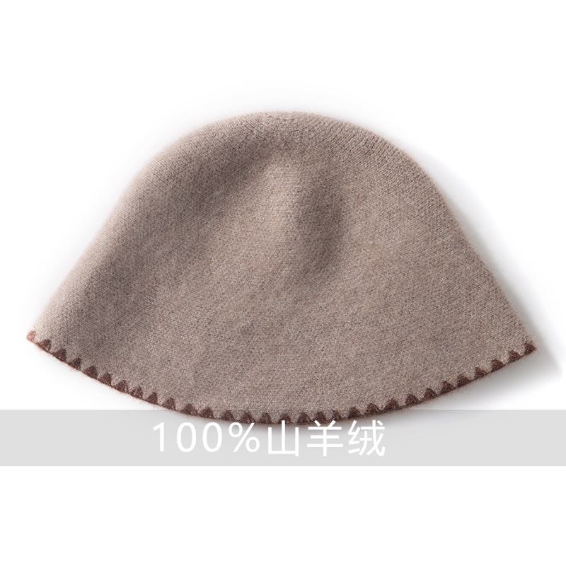 100%山羊绒韩系针织渔夫帽