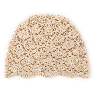 秋冬100%纯山羊绒帽子女士保暖护耳包头帽镂空钩花针织堆堆帽套头