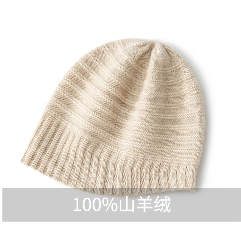 100%纯羊绒线帽子女秋冬季