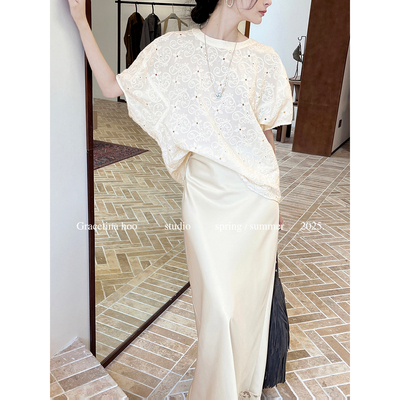 法式重工镂空立体绣花小衫