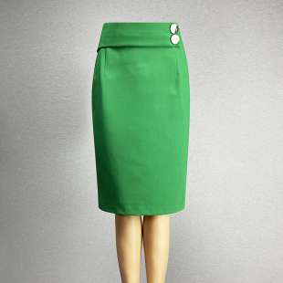 职业装 显瘦性感包臀裙齐膝直筒裙 绿色半身裙一步裙女2025高腰修身