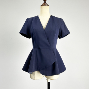 显瘦上班通勤工作服上衣薄款 品牌职业装 女2026修身 西装 藏青色短袖