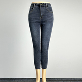 显瘦性感包臀水洗休闲九分裤 2025修身 八分裤 弹力蓝灰色纯棉牛仔裤