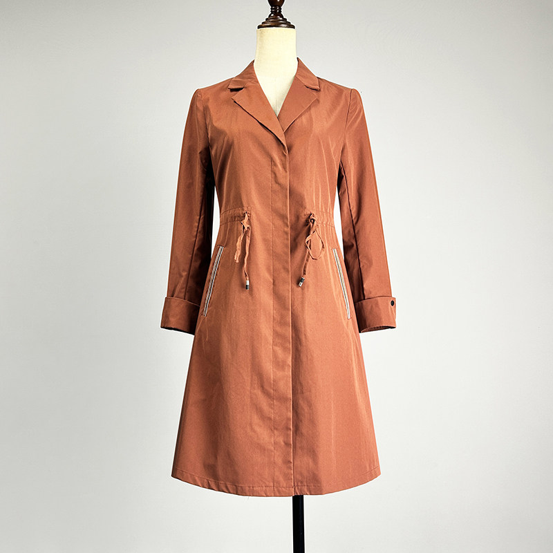 品牌中长款黑色西装领九分袖风衣2026抽绳系腰修身显瘦单排扣外套,女装/女士精品,风衣,淘宝优惠券,粉丝福利购,淘宝优惠卷