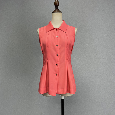 修身学院风单排扣粉红色衬衫